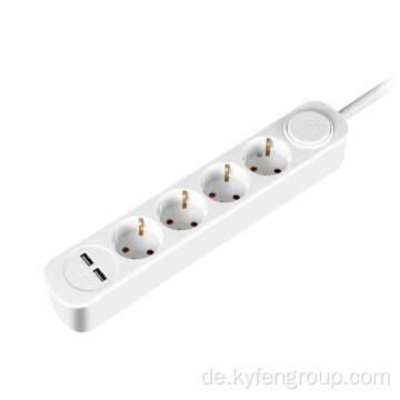 4-Outlet-Schuko mit doppelter USB-Typ A.